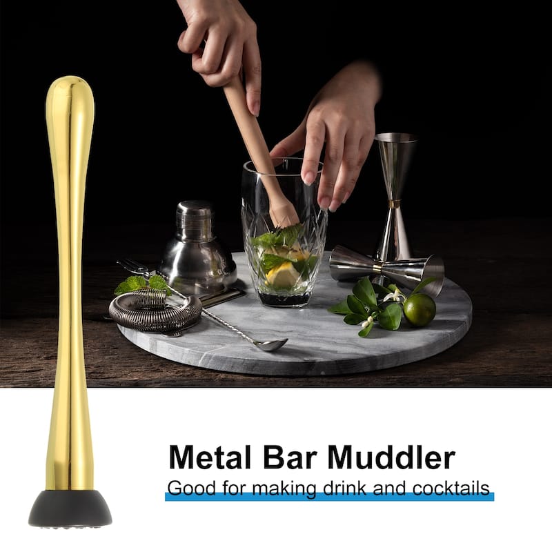 9inch Stainless Steel Cocktail Muddler Drink Muddler Bar Tool Gold