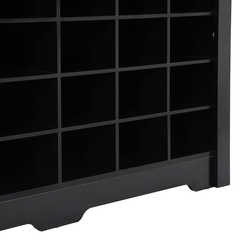 Shoe Cabinet Console, Square Lattice Shoe Storage Cabinet with Curved Base, 24 Pair Wood Shoe Rack for Entryway