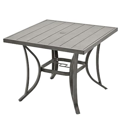 35.5'' W Outdoor Aluminum Dining Table with Umbrella Hole