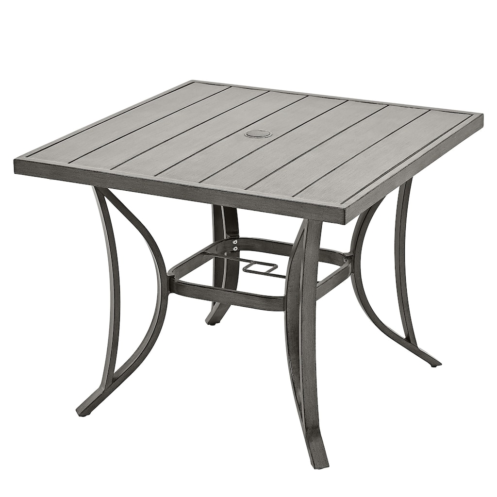 35.5'' W Outdoor Aluminum Dining Table with Umbrella Hole