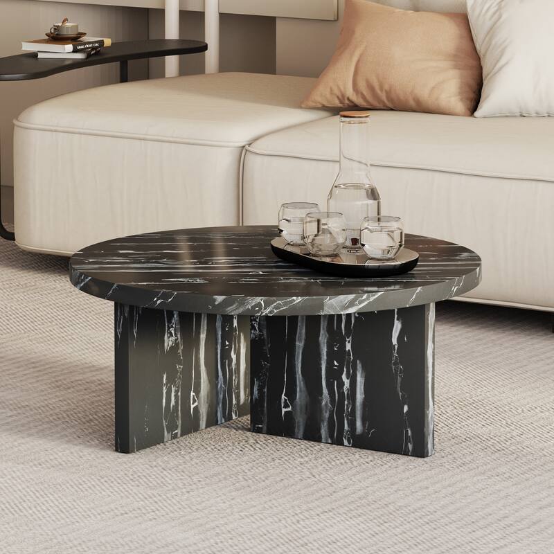 MDF material circular coffee table with texture