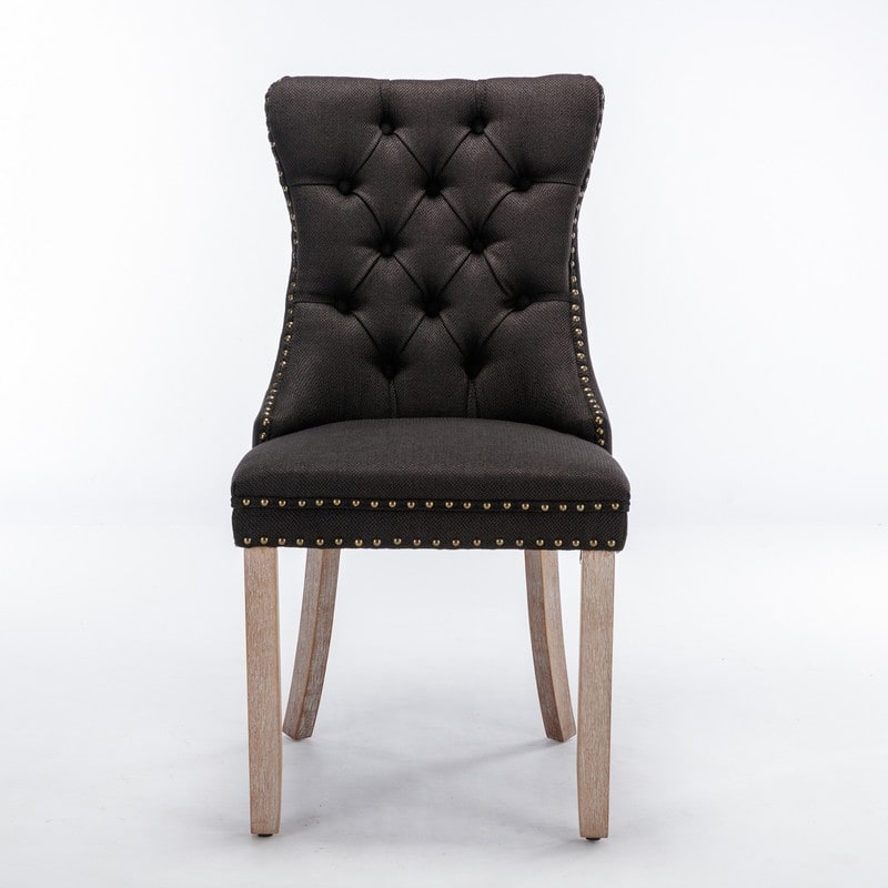 Modern/Contemporary Linen Dining Chair with Solid Wood Legs（Set of 2）