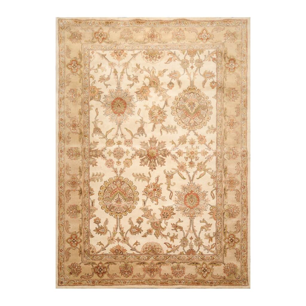 9x12 Hand Made 100% Wool Area Rug Ivory, Tan Color - 8' 3'' x 11' 6''