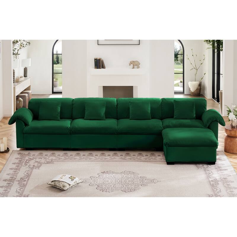 Velvet Fabric Modular Cloud Couch with Storage Seat,Free Combination