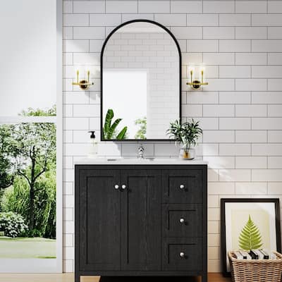 Bathroom Vanity with Top Sink Freestanding Vanity Set with Mirror Cabinet