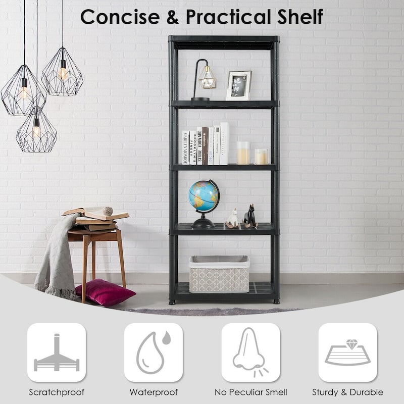 Gymax 2 PCS 5-Tier Ventilated Shelving Storage Rack Free Standing
