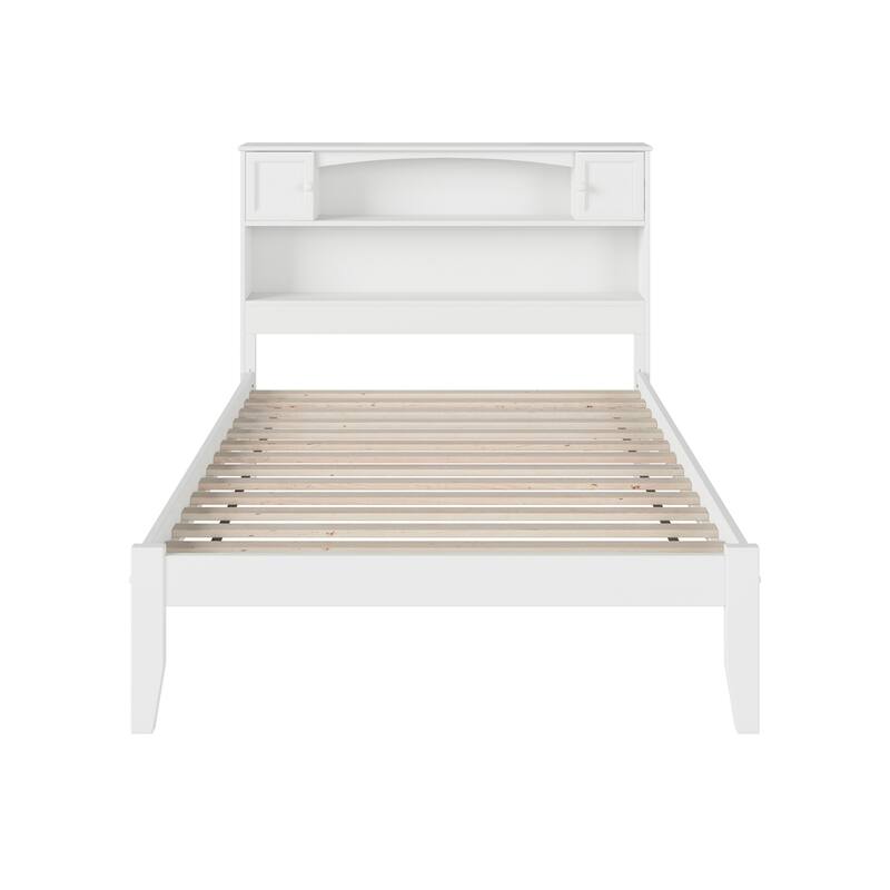 AFI Newport Full Size Platform Bed with Charging Station in White