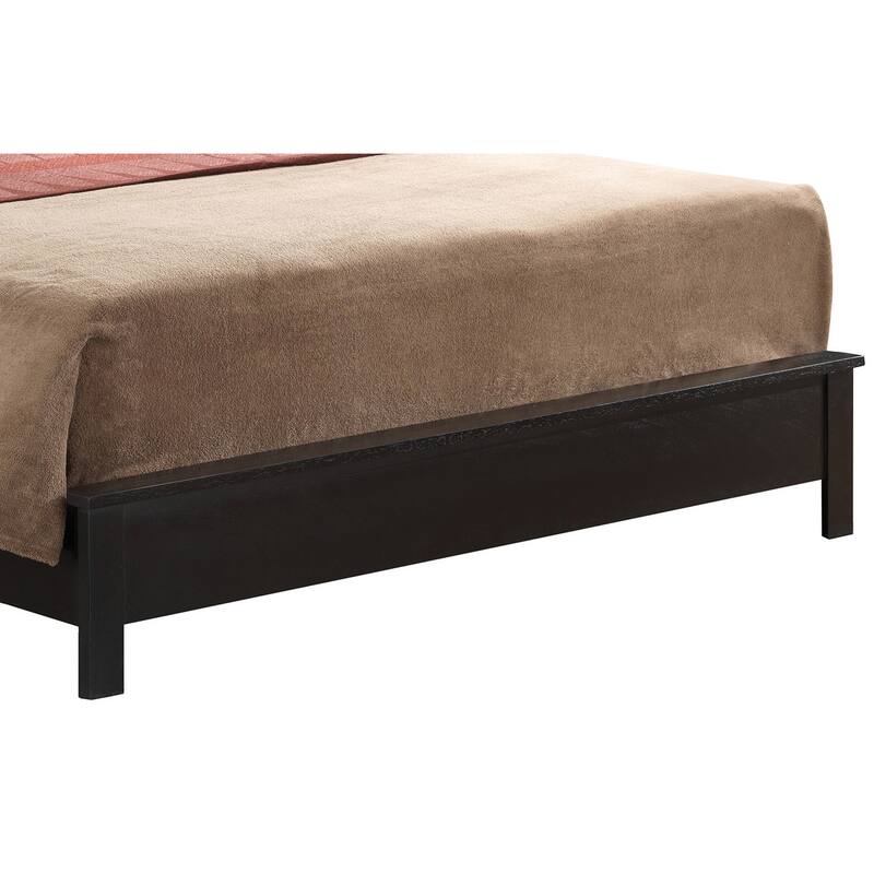 Stylish Transitional Black Bed with Sleek Finish, 87inchD for Comfort