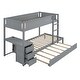 preview thumbnail 4 of 7, Gray Bunk Bed with Twin Trundle, Desk, Drawers, USB Outlets, Guardrails