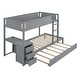preview thumbnail 20 of 47, Twin-Over-Twin Bunk Bed with Twin size Trundle, Storage and Desk,Multifunctional Bunk Bed With Storage