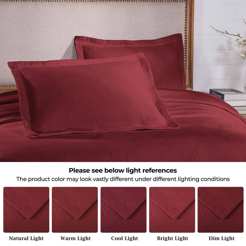 Superior Victory Cotton Matelasse Jacquard Medallion Scroll Bedspread Set