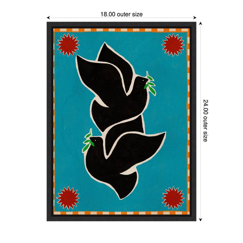 Kate and Laurel Sylvie Lush Duo 4 Birds Framed Canvas by Shatha Al Dafai