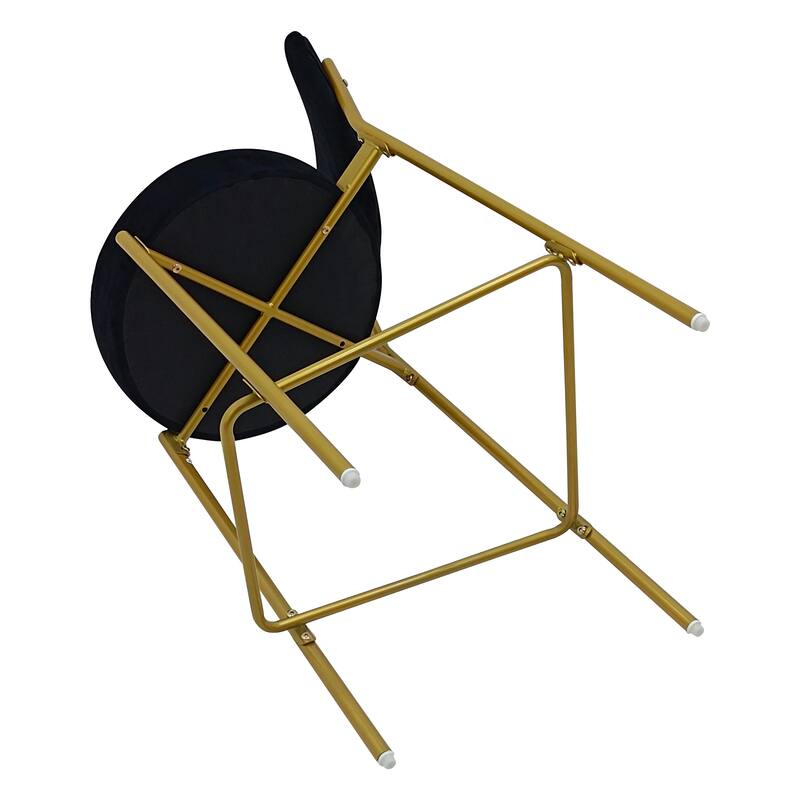 GDFStudio - Lunara Modern Velvet Upholstered Bar Height Bar Stool with Gold Metal Legs, Backrest & Footrest, Set of 2 - 41.34"H