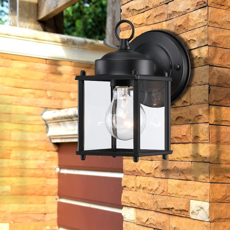 2-pack 1-Light Outdoor Wall Light with Matte Finish and Clear Glass Shade
