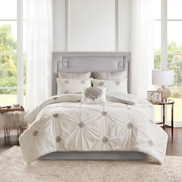 Madison Park Edna 6 Piece Embroidered Cotton Reversible Comforter Set. Opens flyout.