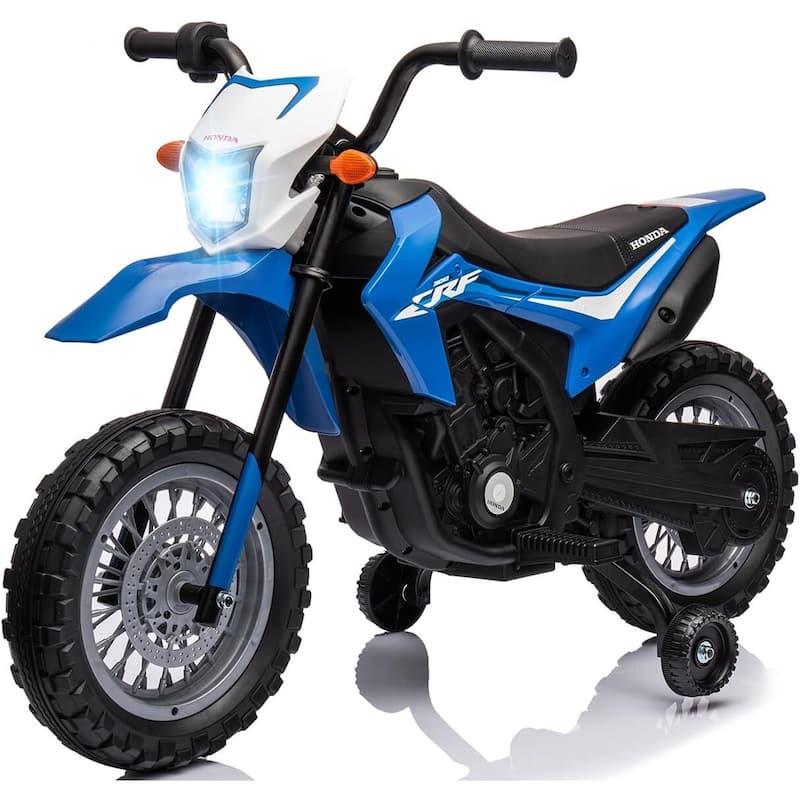 Electric Kids Ride-on Motorcycle, Motorbike with Training Wheels - Blue