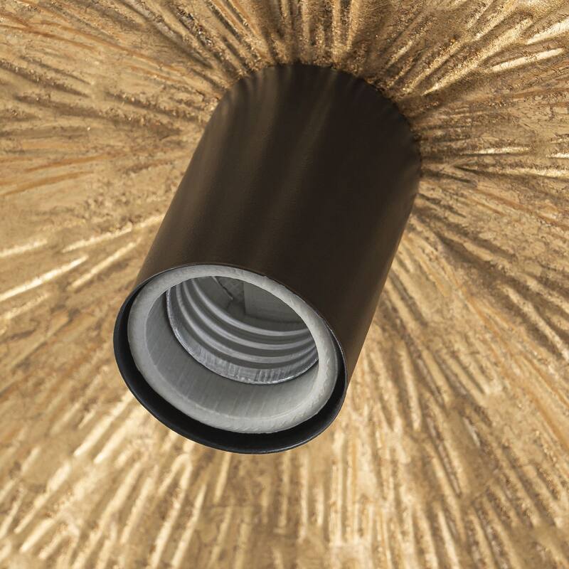 1-Light Farmhouse Black Gold Semi Flush Mount with Wave-edged Metal Shade - 13-in W x 3.5-in H