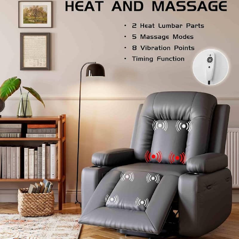Oversized Power Lift Recliner Sofa Chair with Heat & Massage for Living Room, Bedroom