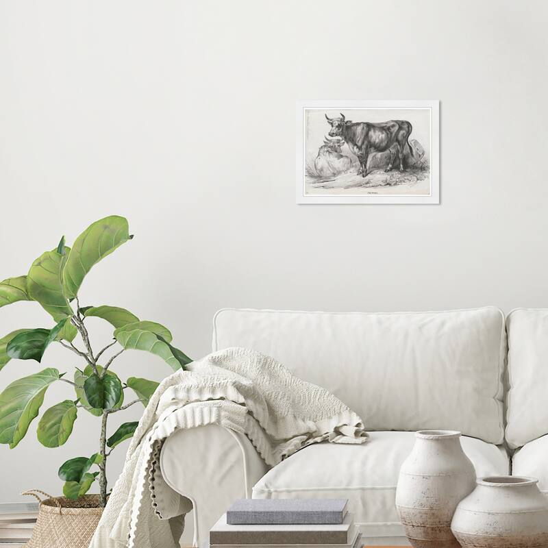 Wynwood Studio Prints Animals Bos domesticus Black and Rustic Wall Art Canvas Print - 21.0 x 15.0 - White