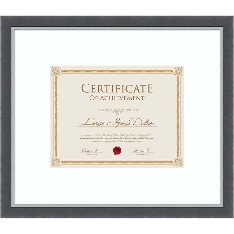 Eva Black Silver Thin Framed Picture Frame, Photo Frame - 17x14.5 Matted White 11x9