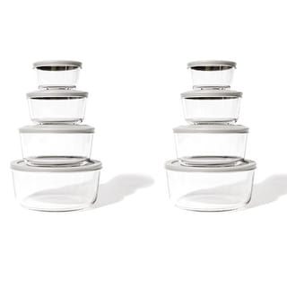Glass Food Storage Set - Round Nesting, 8-Piece, BPA-Free, Airtight Lids, Microwave & Oven Safe
