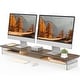 preview thumbnail 23 of 33, Fenge Acrylic Monitor Stand Riser, 42.5 Inches Dual Monitor Stand Brown