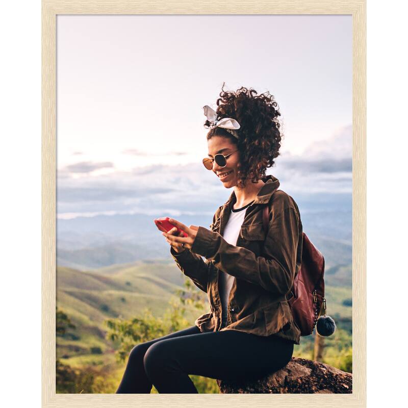 Woodgrain Stripe Blonde Framed Picture Frame, Photo Frame - 22x28 - Woodgrain Stripe Blonde