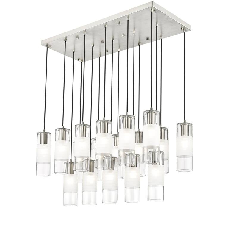 Alton 17 Light Linear Chandelier in Brushed Nickel - Brushed Nickel