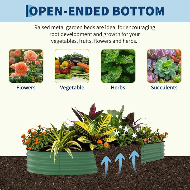 2 PCS 8x4x1.5 FT Galvanized Steel Raised Garden Bed, Planter for Vegetables, Flowers with Anti-Cut Strips - N/A