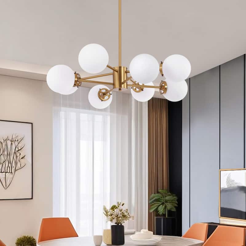 GetLedel 8-Light Dimmable Sputnik Chandelier with Glass Globe Shades