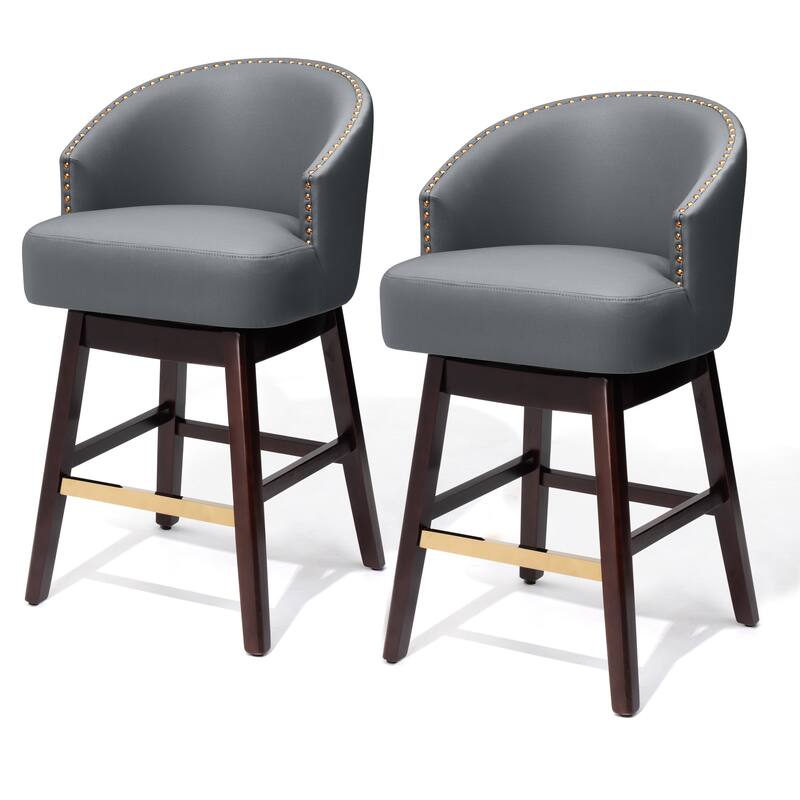 26.4"H Height Solid Wood Swivel Indoor BarStools Set of 2 or 4 - BlueGrey - Set of 2