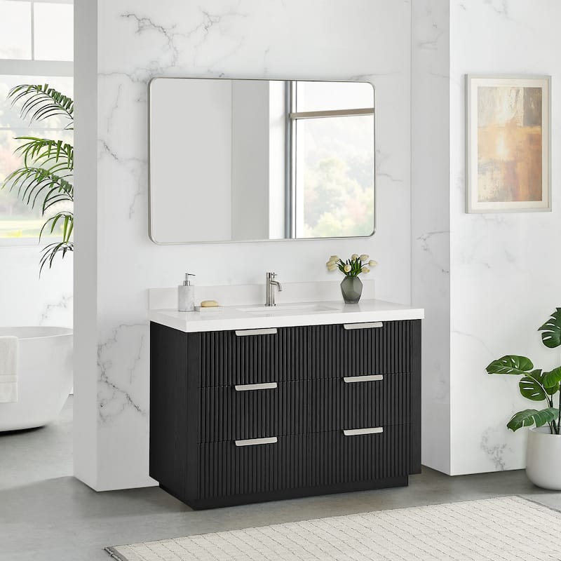 Santarem Single Vanity with Pure White Quartz Stone Top without Mirror