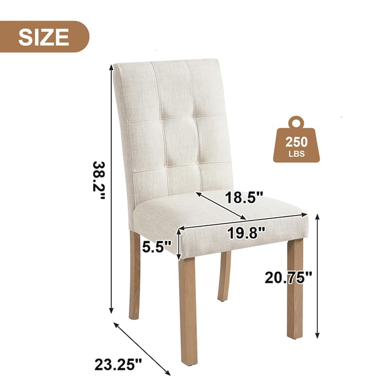 Wooden Dining Chairs Set of 4, Modern Dining Room Chairs with Back, Fabric Kitchen Side Chairs with Wood Legs