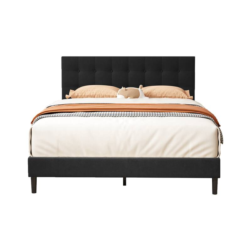 Alazyhome Square Tufted Upholstered Platform Bed Frame