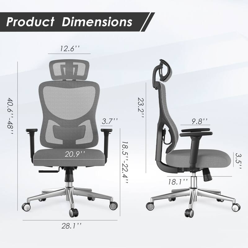 Ergonomic Office Chair,Mesh Desk Chair with Adjustable Lumbar Support and Headrest,Computer Chair with 3D Armrest Swivel Chair