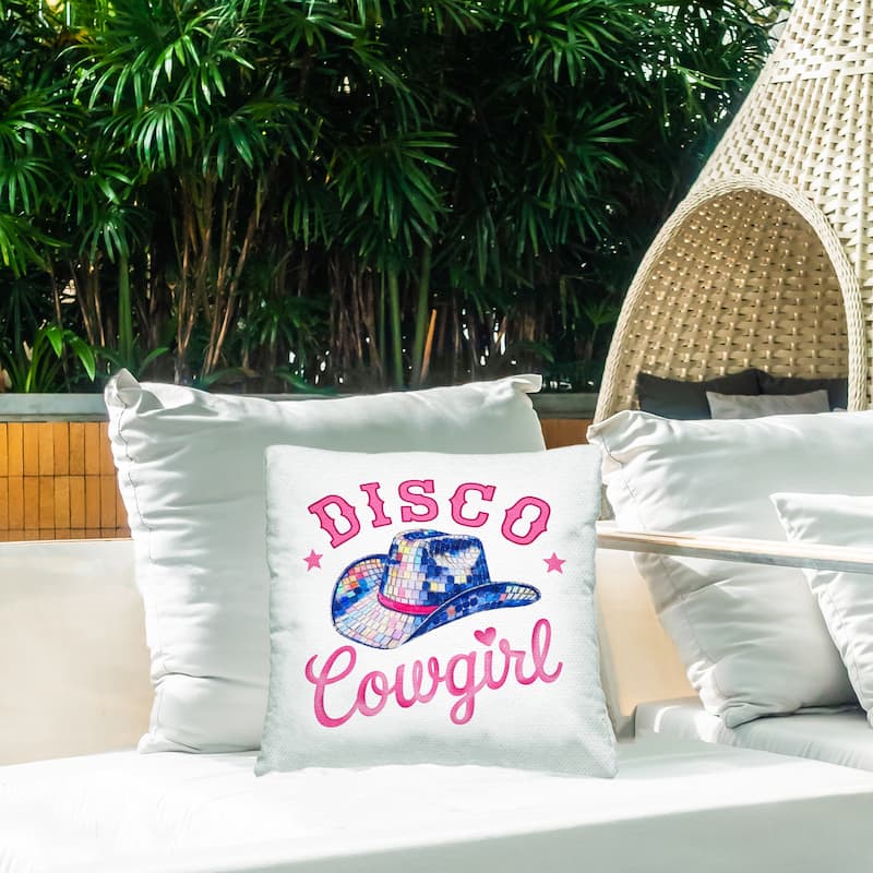 Stupell Disco Cowgirl & Hat Printed Outdoor Throw Pillow Design by Amanda Greenwood