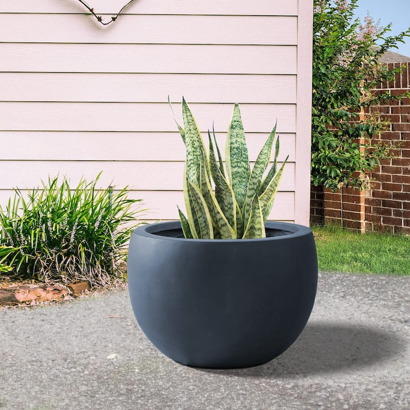 Durx-litecrete Lightweight Concrete Bowl Granite Planter-Small - 11.8'x11.8'x7.9'