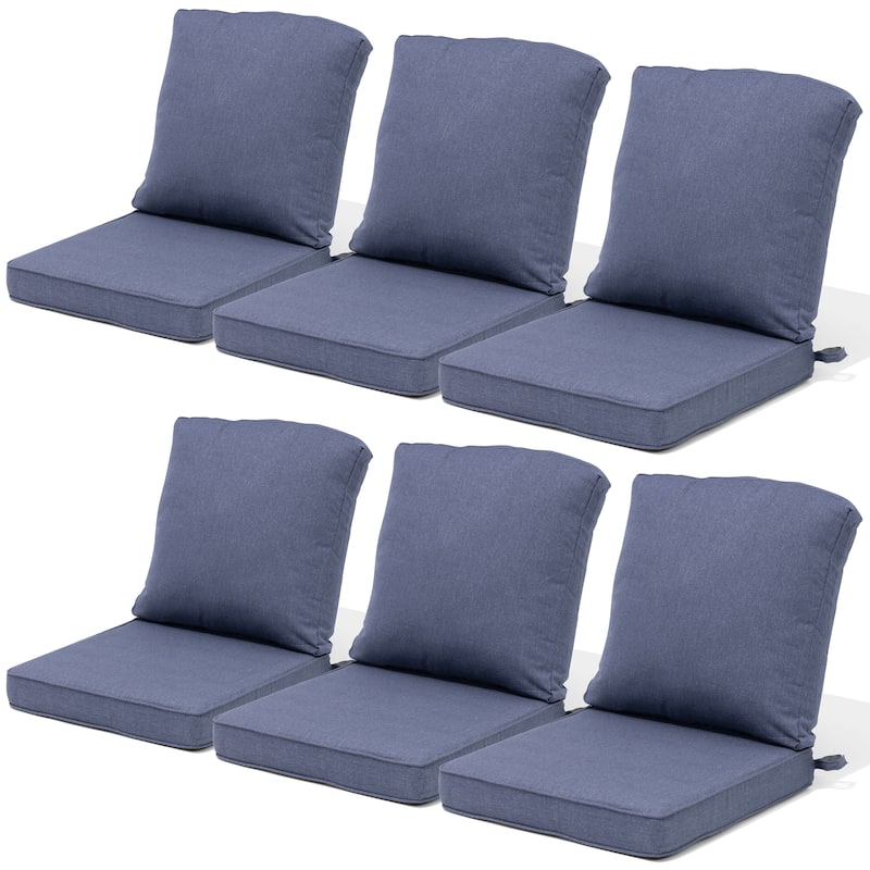21 W in x 22 D in. Outdoor Deep Seat Chair Cushion Set Dining Patio Chair Pad Set - 6-Seater - SKY