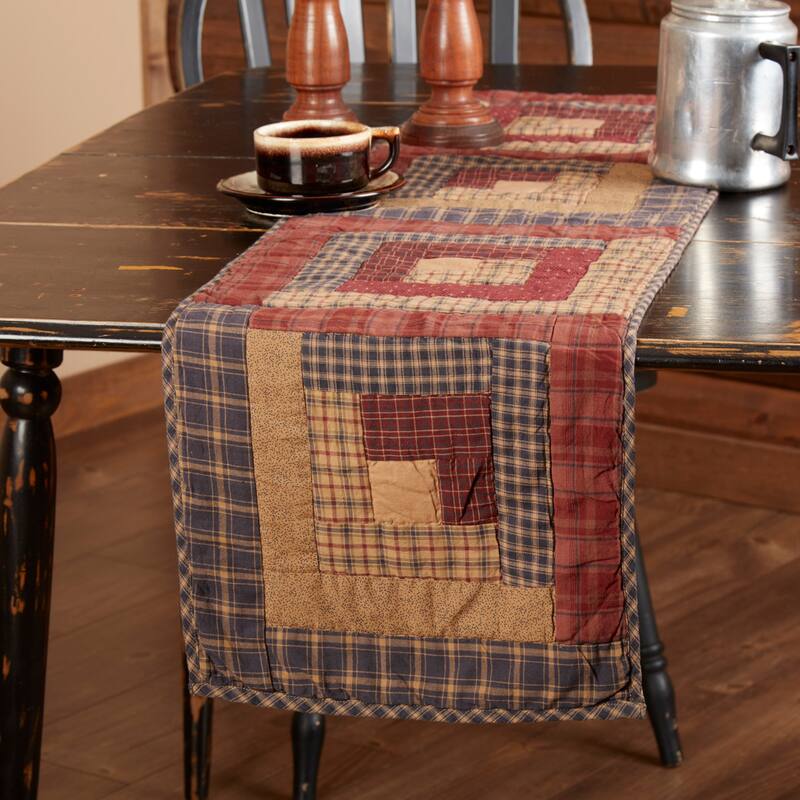 Millsboro Log Cabin Block Quilted Runner - 13x48