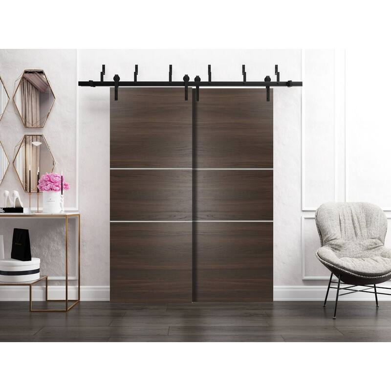 Sturdy Barn Door 36 x 80 Planum 0110 Chocolate Ash with 6.6FT