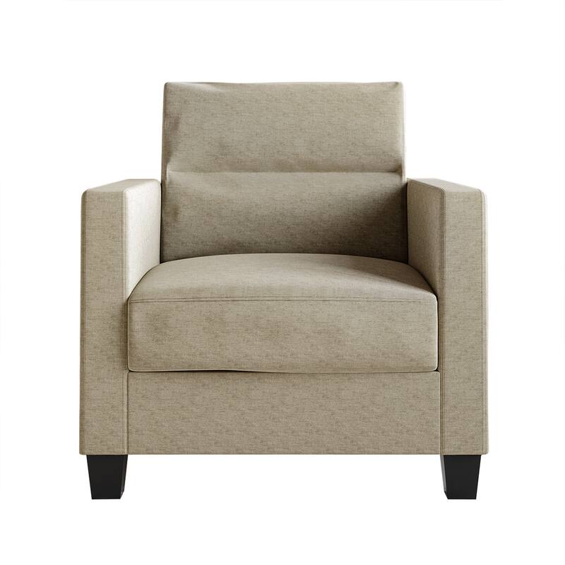 CraftPorch Clean and Minimalist Linen Upholstered Arm Chair - Dark Beige