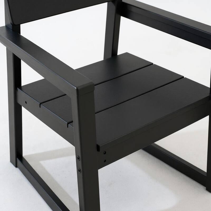 HDPE Outdoor Dining Armchairs, All-Weather Patio Chairs with Backrest & Armrests for Backyard, Deck, Porch, Garden