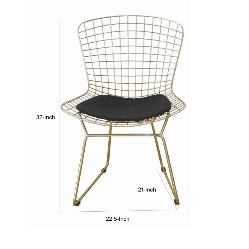 Gold and White/Black Faux Leather Upholstered Metal Frame Dining Chair, Set of 2, Sturdy Dining Chair for Dining Rooms - 19.5