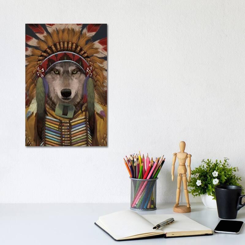 iCanvas "Wolf Spirit Chief" by Vincent Hie Canvas Print - 12x8x0.75