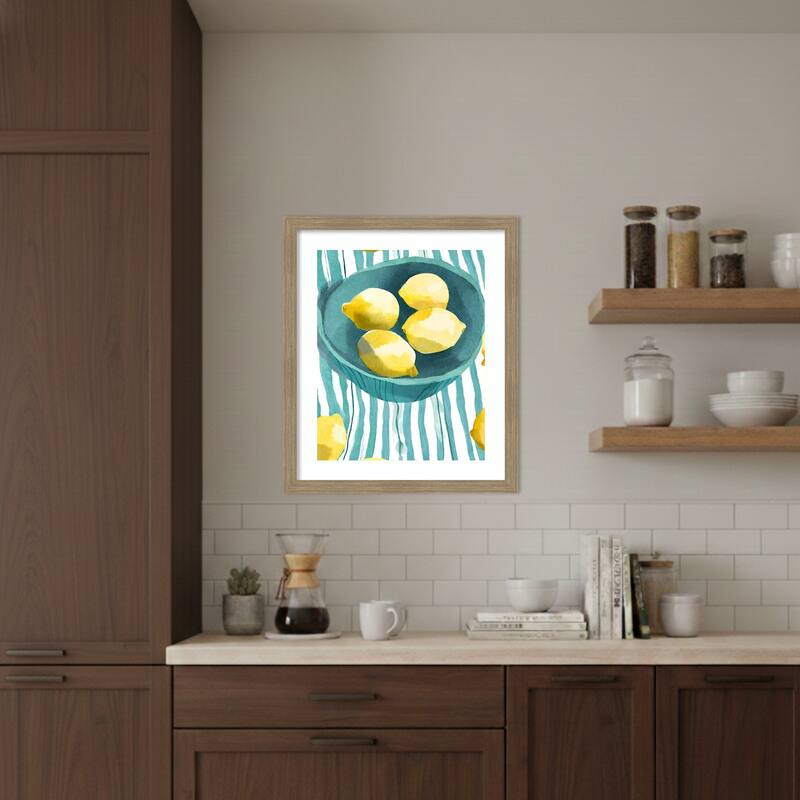 Zitronen in Schale by Ohkimiko Wood Framed Wall Art Print