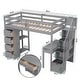 preview thumbnail 43 of 58, Twin Loft Bed with Storage Drawers ,Desk and Stairs with Shelves - White