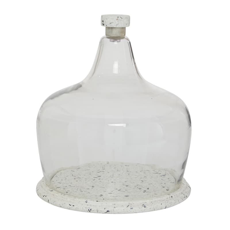 Ceramic Terrazzo Cake Stand with Glass Lid - White - Roche River Decor - White