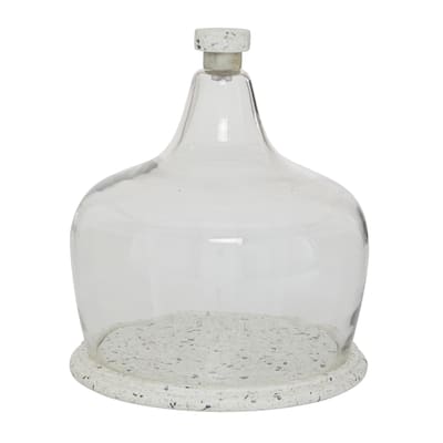 Ceramic Terrazzo Cake Stand with Glass Lid - White - Roche River Decor