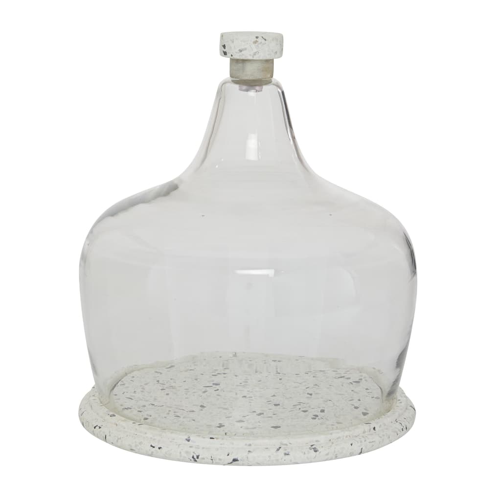 Ceramic Terrazzo Cake Stand with Glass Lid - White - Roche River Decor