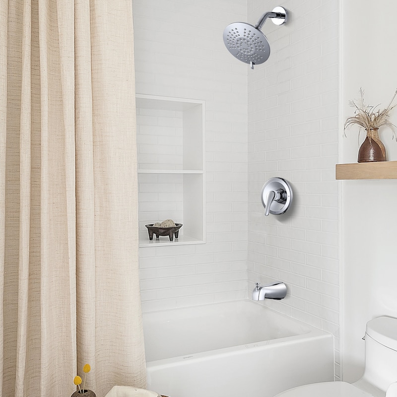 WOWOW Single Handle 5-Spray Shower Faucet with Tub Spout